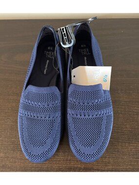 NWT Time and Tru Women Size 6.5 Blue Knit Loafers Memory Foam Slip-On